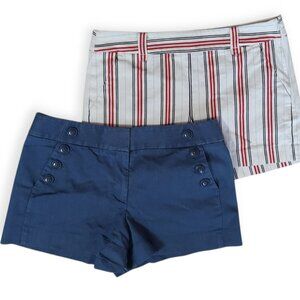 Loft The Riviera Shorts Sailor Red White Blue Stretch Walking (Lot of 2) Sz-8